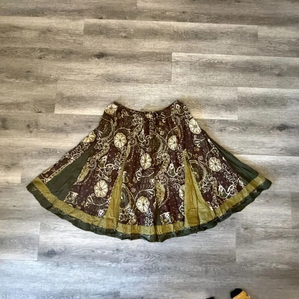 Vintage Boho Floral Cottage Prairie Festival Folk Gypsy Skirt Plus Size 22/24